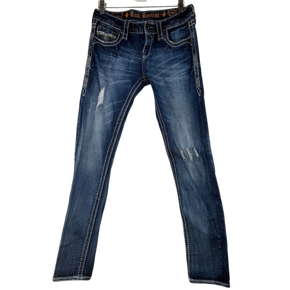 Rock Revival Women's Lanlan Straight Bling Jeans Size 28